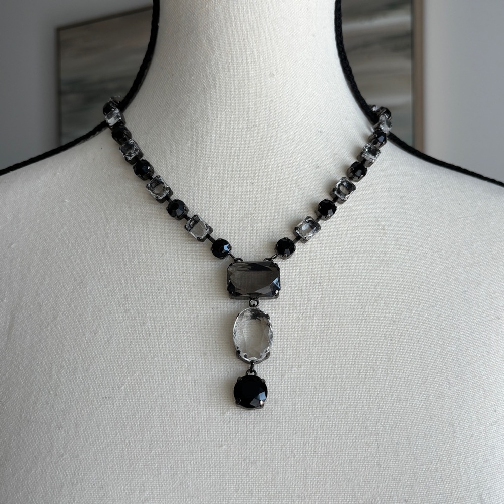 Black, Gray and Clear Drop Necklace - Women Jewelry